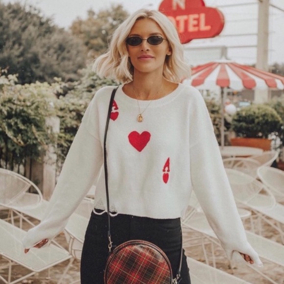 Wildfox Ace Of Hearts Sweater, Sz Small - Picture 3 of 7